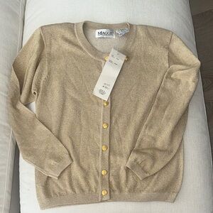 Vintage Maggie Jana Gold Metallic Knit Cardigan - Glam Retro Cardigan NWT